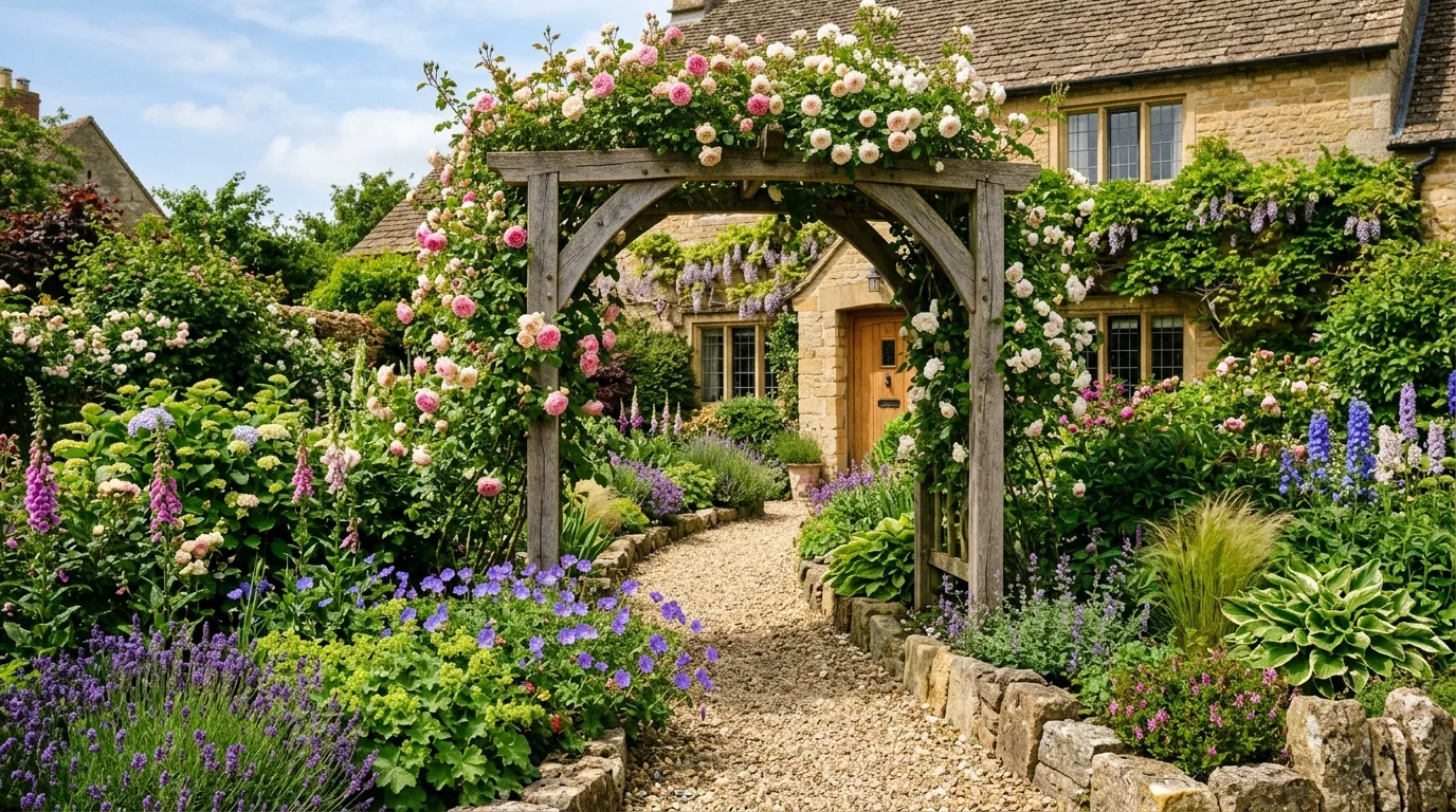Open Lawn With Rustic Border Beds